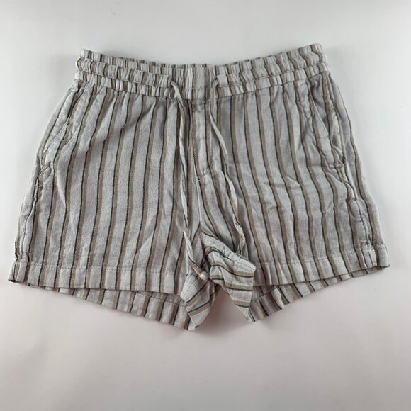 Old Navy Natural Striped High Rise Linen Blend Pull On Shorts XS - Picture 1 of 4